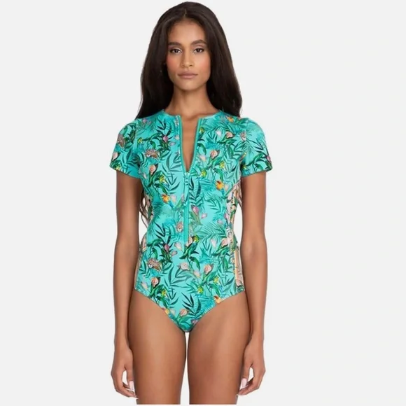 JOHNNY WAS • Tania neoprene jungle print one piece swimsuit - Large - Picture 1 of 14